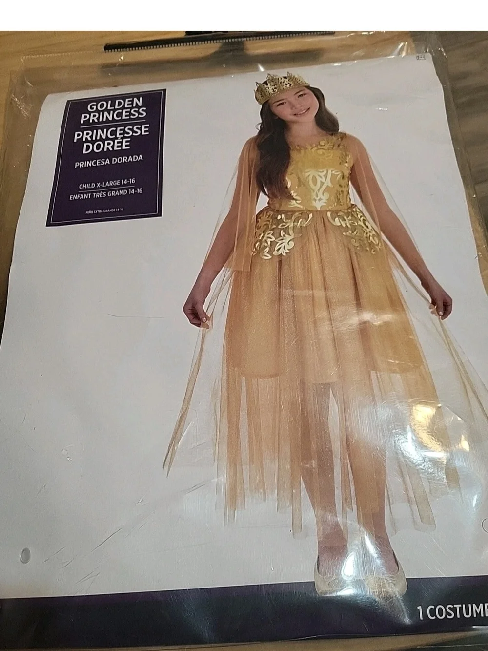 Golden Princess Halloween Costume Child Side Large 14-16 #4039